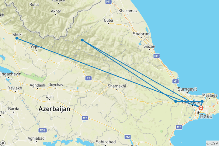 Carte du circuit L'Azerbaïdjan : une découverte pleine de charme