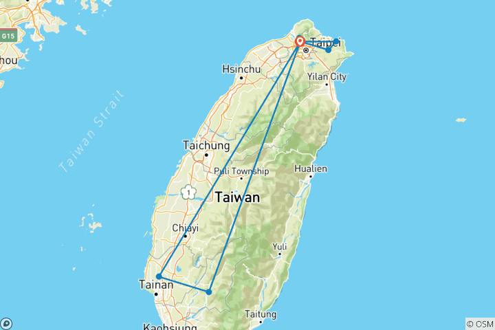 Kaart van Taiwan in al zijn facetten: cultuur, uitzichten & smaken