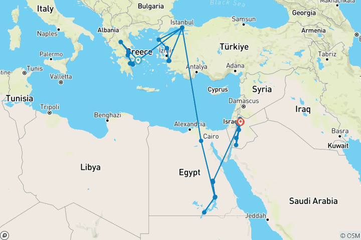Kaart van Oude beschavingen: Griekenland, Turkije, Egypte en Jordanië
