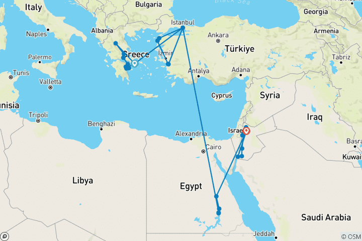 Karte von Antike Zivilisationen: Griechenland, die Türkei, Ägypten und Jordanien