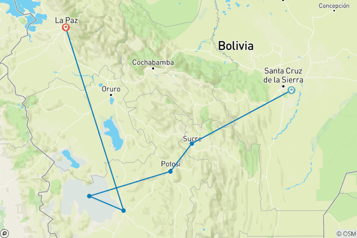 Map of 7 days Land Of Salt And Traditions: Uyuni Experience In The Dry Season