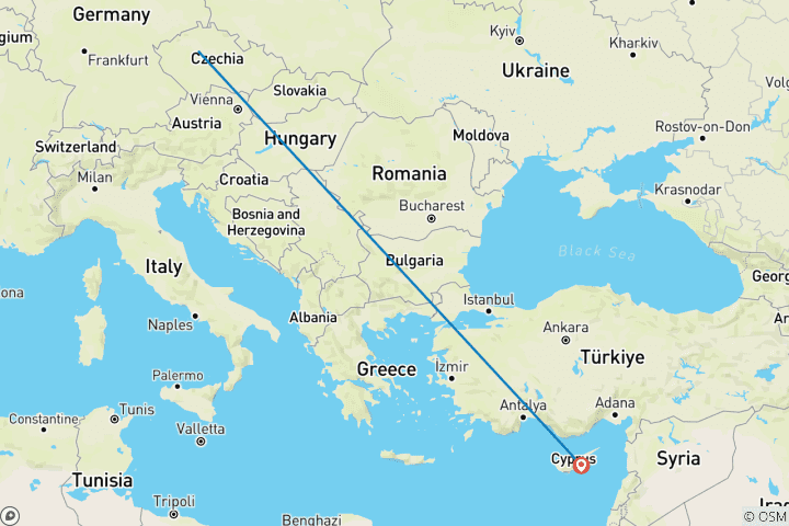 Map of Prague & Cyprus Luxury Escape