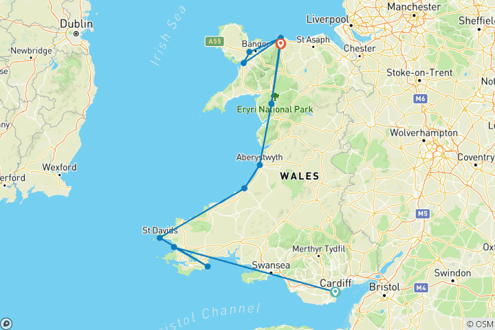 Mapa de Lo mejor de Gales - 8 días