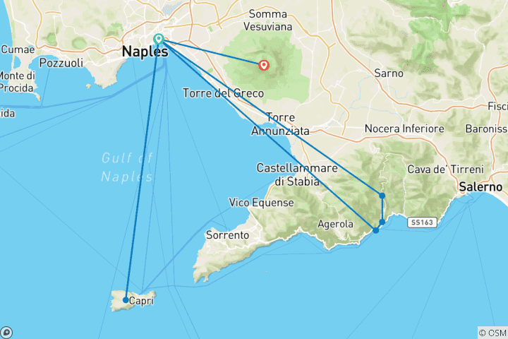 Karte von Das Beste aus Kampanien: Kulinarik in Neapel, das Flair von Amalfi und die Aussichten auf Capri