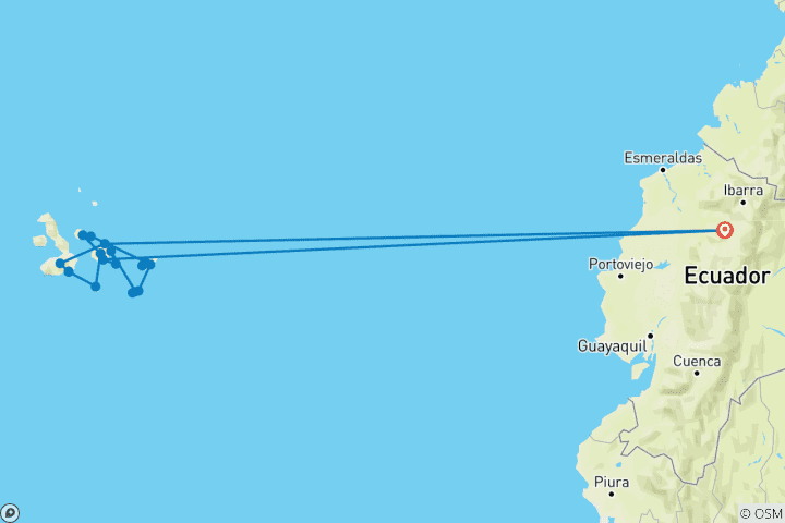 Carte du circuit Les trésors des Galápagos : îles occidentales et centrales (Grand Queen Beatriz, 22 destinations)