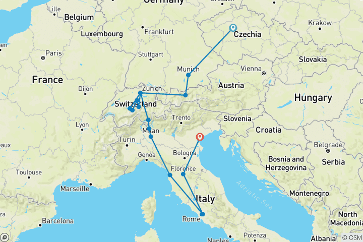 Carte du circuit Un voyage au fil des quatre saisons (21 destinations)