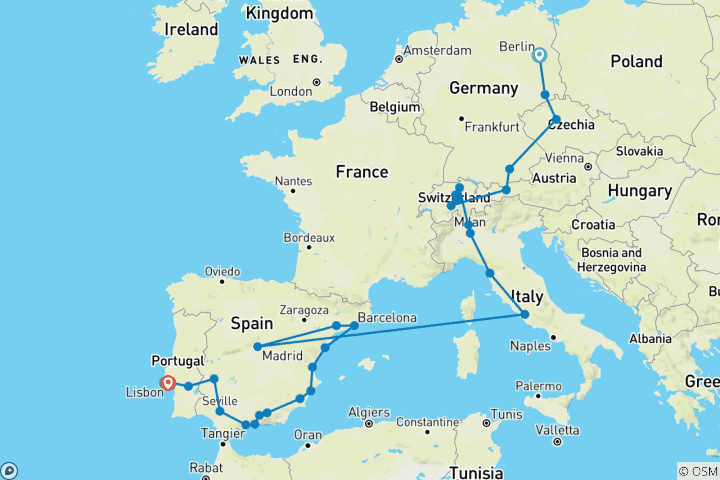 Mapa de Europa continental (incluida Murcia)