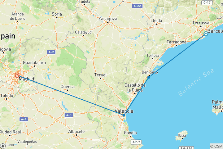 Carte du circuit Barcelone et Madrid (4 destinations)