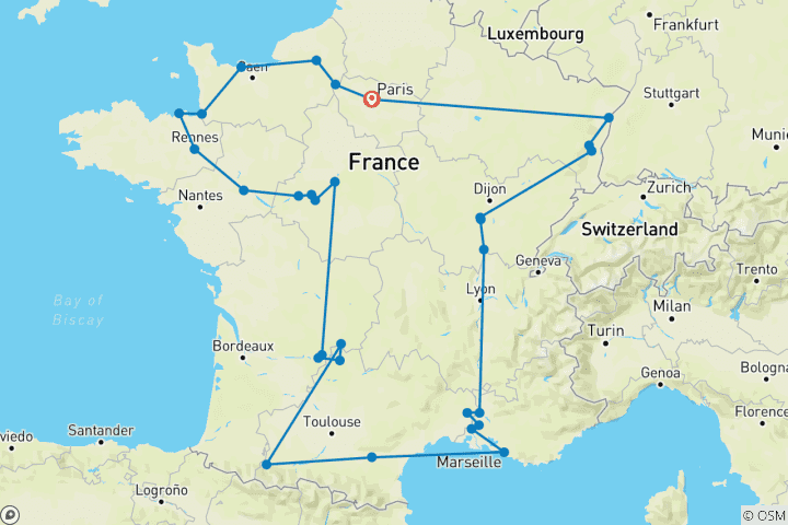 Karte von Französische Passion (40 Destinationen)
