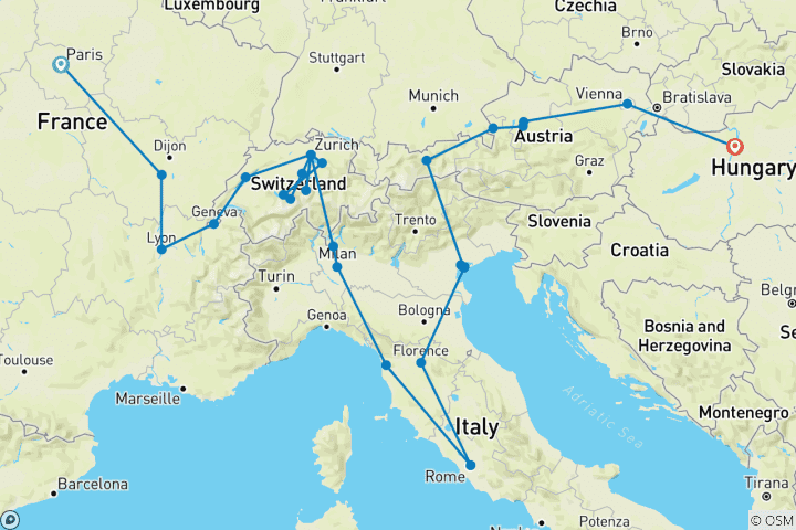 Map of Bohemian Rapsody (34 destinations)
