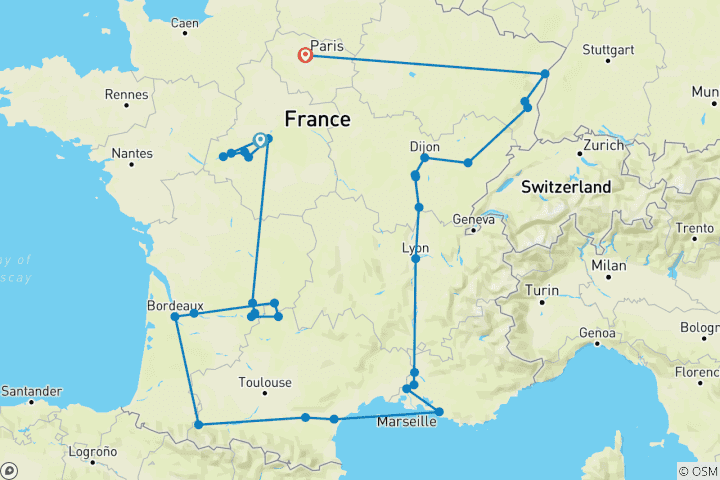 Karte von Verwunschenes Frankreich (32 Destinationen)