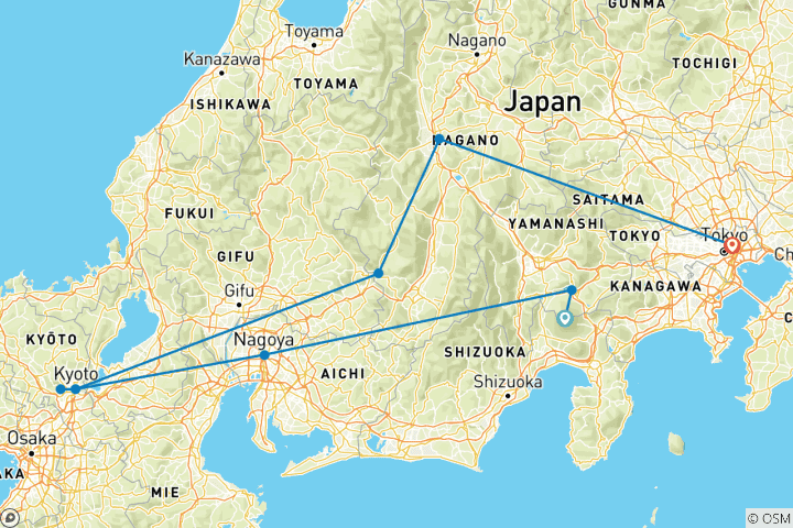 Karte von Japan Kurzurlaub