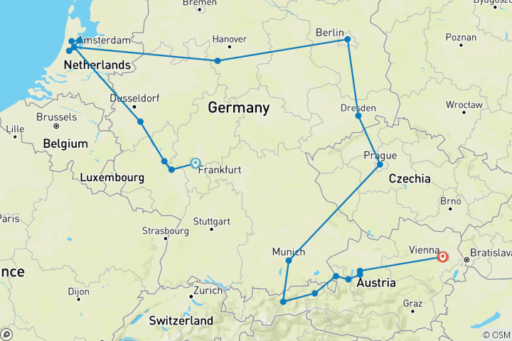 Carte du circuit De Francfort à Vienne (21 destinations)