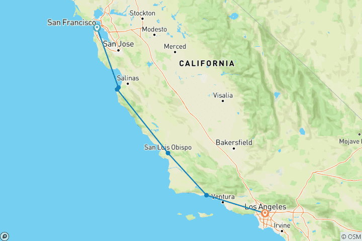 Map of From S. Francisco to Los Angeles (from San Francisco to Los Angeles)
