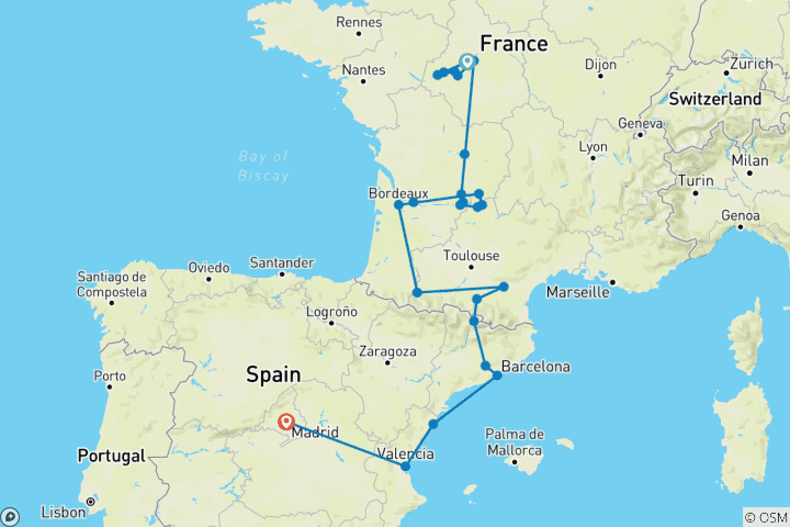 Karte von Frankreich und Spanien