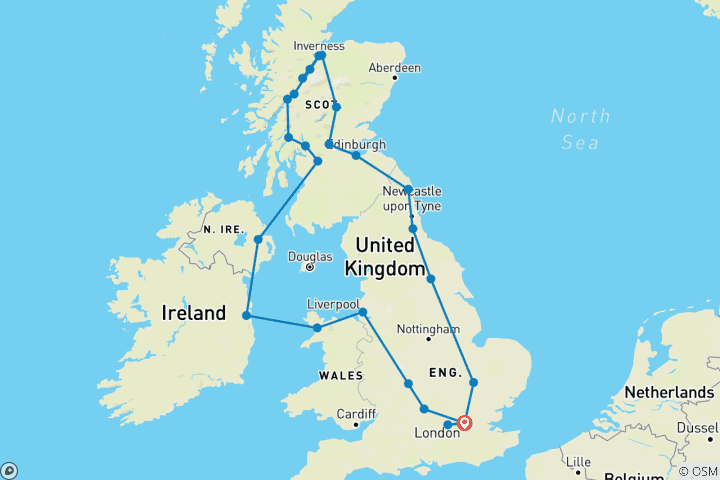 Karte von Großbritannien im Genießertempo (27 Destinationen)