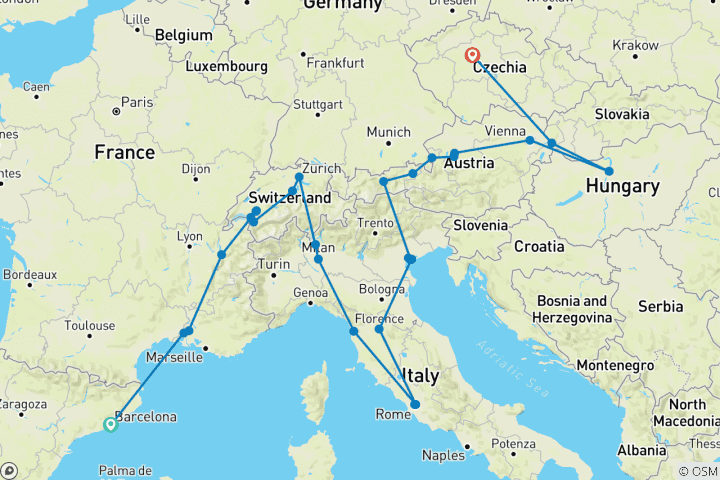 Map of Magnific Holidays (34 destinations)
