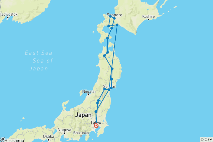 Carte du circuit Nord du Japon