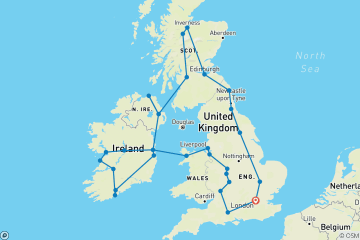 Kaart van Verhalen en legendes: Verenigd Koninkrijk, Schotland en Ierland, inclusief Londen (38 bestemmingen)