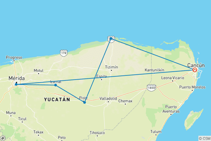 Map of Yucatan Pearls (6 destinations)