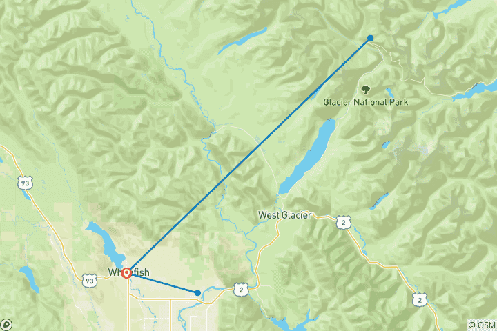 Carte du circuit Circuit à vélo de 6 jours dans le parc national des Glaciers