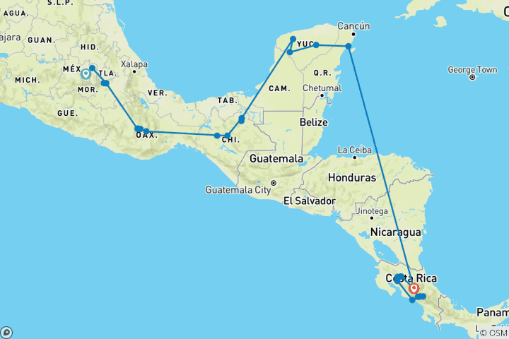 Mapa de Lo mejor de México y Costa Rica