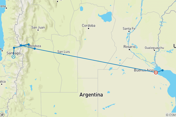 Mapa de Lo mejor de Chile y Argentina