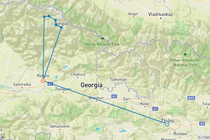 Mapa de Georgia: Senderismo por la Ruta Transcaucásica