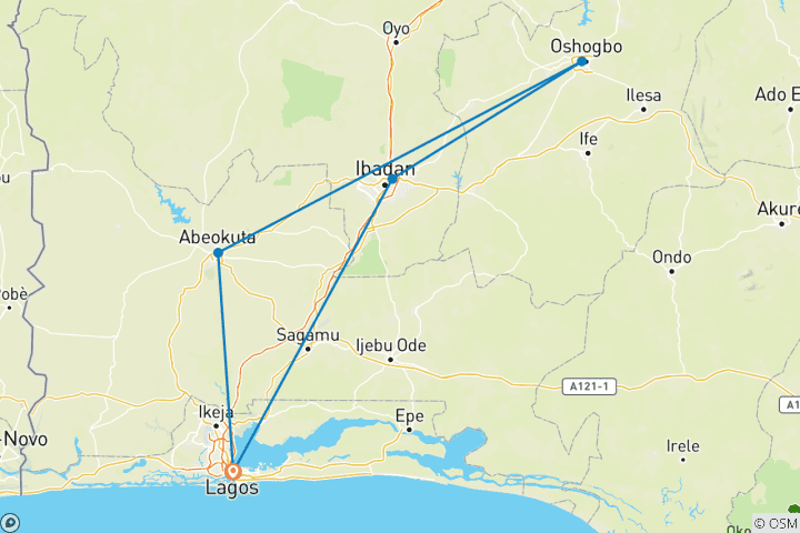 Map of Osun-Osogbo Festival 2027 Nigeria Tour | 8-Day Yoruba Cultural & Heritage Experience