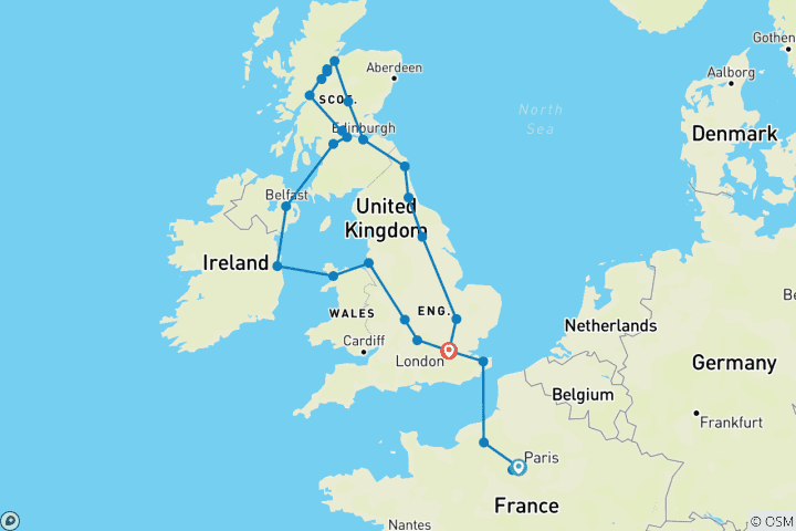 Carte du circuit L'Europe atlantique
