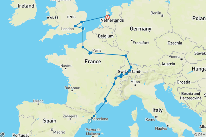 Map of Green Panorama (23 destinations)