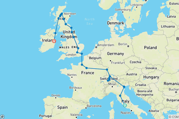 Carte du circuit Une aventure incroyable (32 destinations)
