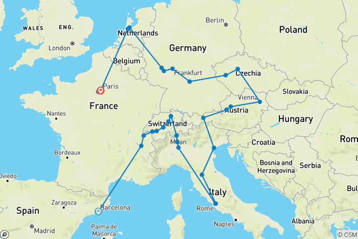 Map of Unforgettable Panorama (48 destinations)