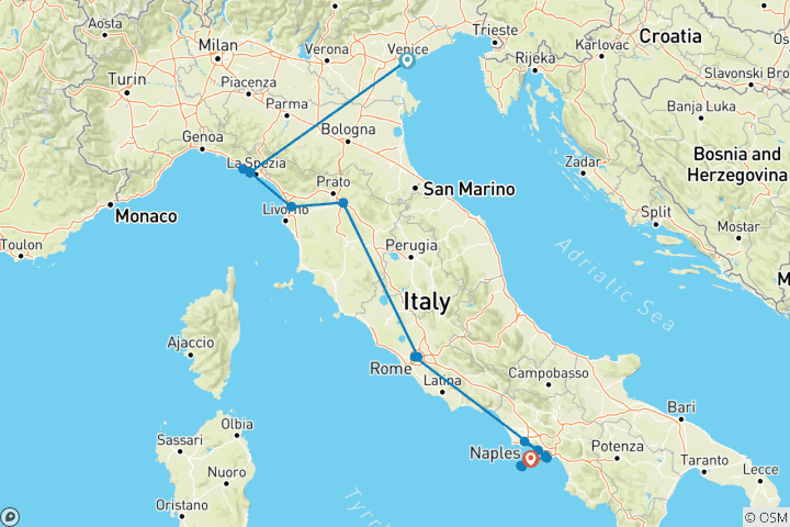 Kaart van Het beste van Italië - een familievakantie
