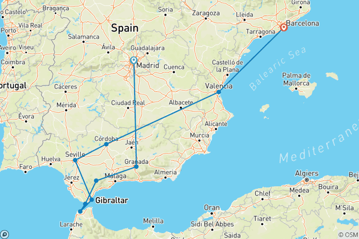 Map of Best of Spain (10 destinations)