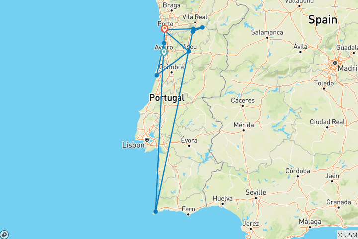 Carte du circuit Découvrez le nord du Portugal