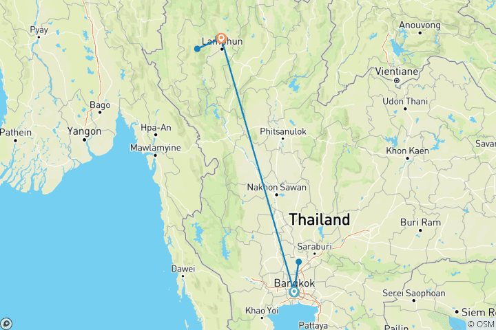 Kaart van Een blik op Thailand – Kleine groep (Kleine groepen)