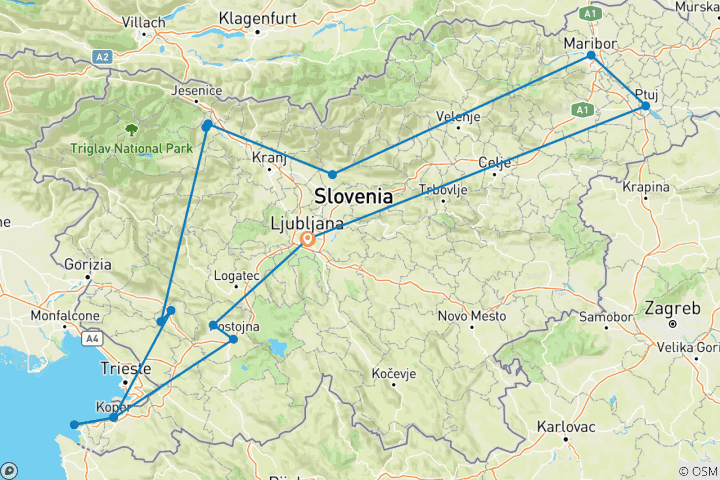 Carte du circuit La Slovénie méconnue - Petit groupe (Petit groupe)