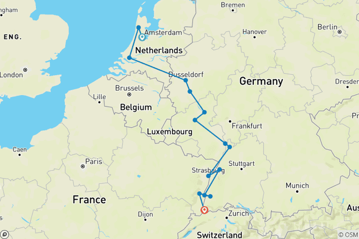 Map of Early Season on the Rhine 2028 - 8 Days