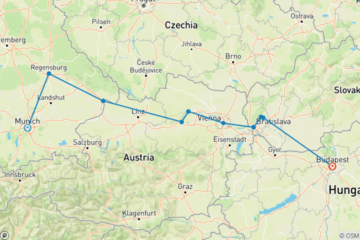 Mapa de Múnich y las maravillas del Danubio
