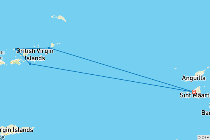 Carte du circuit Croisière dans les îles Leeward avec la chef Rachel Hargrove