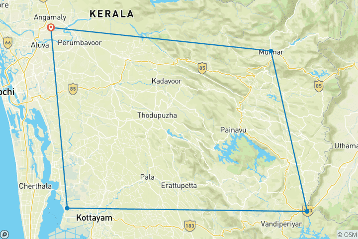 Map of India Nature & Wildlife Tour, Kerala 6-Day (3, 4 & 5 Star Hotels Options)