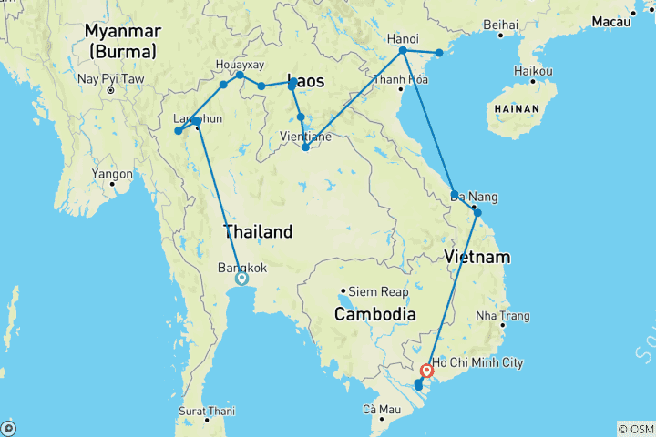 Map of South East Asia Uncovered (21 destinations)