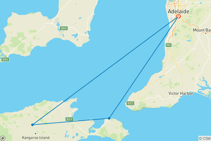 Mapa de Recorre a pie el sendero salvaje de la isla Canguro