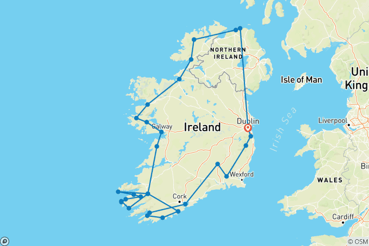 Map of From Dublin: 13 Day The Ultimate Tour of Ireland