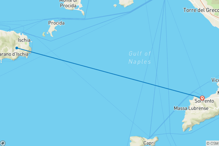 Map of Ischia Overnight & Thermal Gardens Experience from Sorrento
