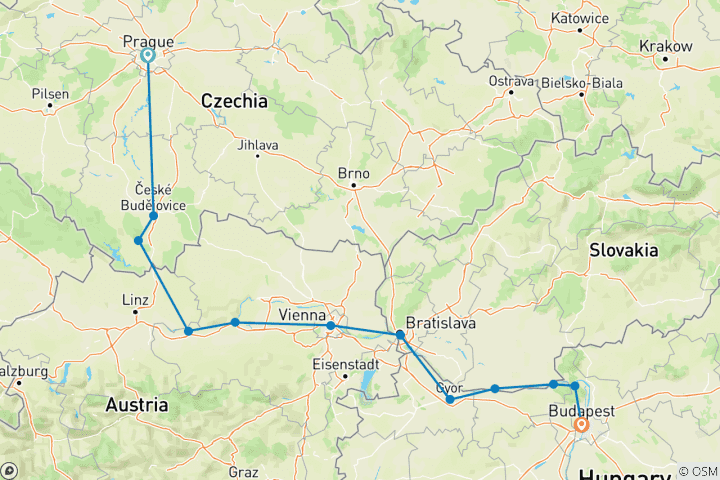 Map of Cycle Central Europe & the Danube (including Visegrad)
