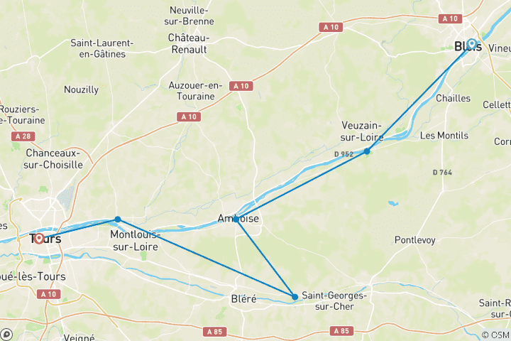 Kaart van Allerlei activiteiten in de Loire