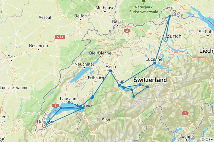 Carte du circuit Circuit en petit groupe « La Suisse enchanteresse » 2027