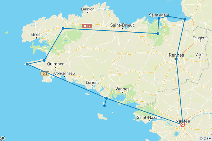 Carte du circuit Le meilleur de la Bretagne française